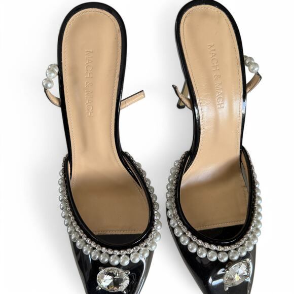 MACH & MACH Diamond of Elizabeth Imitation Pearl Pointed Toe Pump EU 40 $1130 - Picture 8 of 13